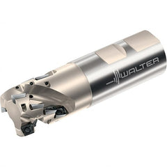 Walter - 20mm Cut Diam, 30mm Max Depth of Cut, 20mm Shank Diam, 96mm OAL, Indexable Square Shoulder Helical End Mill - Multiple Insert Styles, Weldon Shank, 90° Lead Angle, Through Coolant, Series Xtra-tec - Benchmark Tooling