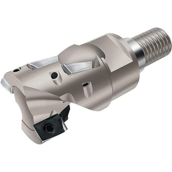 Walter - 25mm Cut Diam, 22mm Max Depth of Cut, Indexable Square Shoulder Helical End Mill - Multiple Insert Styles, T22 Modular Connection, 90° Lead Angle, Through Coolant - Benchmark Tooling