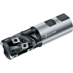 Walter - 1-1/2" Cut Diam, 1.772" Max Depth of Cut, 1-1/2" Shank Diam, 5.315" OAL, Indexable Square Shoulder Helical End Mill - Multiple Insert Styles, Weldon Shank, 90° Lead Angle, Through Coolant, Series Blaxx - Benchmark Tooling