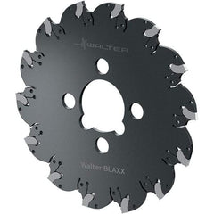 Walter - Arbor Hole Connection, 0.1575" Cutting Width, 0.5906" Depth of Cut, 63mm Cutter Diam, 0.6299" Hole Diam, 4 Tooth Indexable Slotting Cutter - F5055.B Toolholder, SX-4E Insert, Right Hand Cutting Direction - Benchmark Tooling