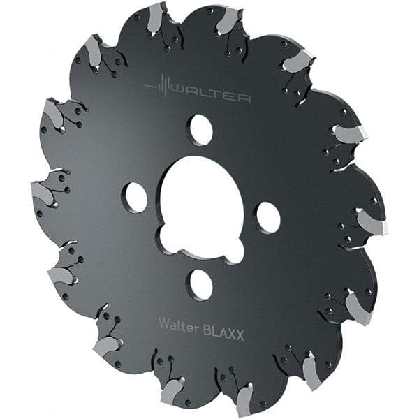 Walter - Arbor Hole Connection, 0.0591" Cutting Width, 25mm Depth of Cut, 100mm Cutter Diam, 0.8661" Hole Diam, 9 Tooth Indexable Slotting Cutter - F5055.B Toolholder, SX Insert, Right Hand Cutting Direction - Benchmark Tooling