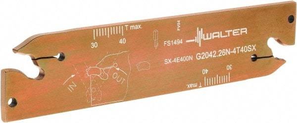 Walter - 1.0236" Blade Height, 5.9055" OAL, Neutral Cut, Double End Indexable Cut-Off Blade - 40mm Max Depth of Cut, G2042 N Blade - Benchmark Tooling