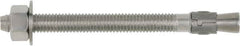 Powers Fasteners - 7/8" Diam, 7/8" Drill, 8" OAL, 2-3/4" Min Embedment Wedge Expansion Concrete Anchor - 304 Stainless Steel, Hex Head, Hex Drive, 4-3/4" Thread Length - Benchmark Tooling