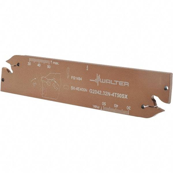 Walter - 1.2598" Blade Height, 5.9055" OAL, Neutral Cut, Double End Indexable Cut-Off Blade - 50mm Max Depth of Cut, G2042 N Blade - Benchmark Tooling