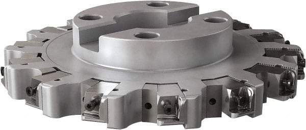 Seco - Shell Mount Connection, 0.6299" Cutting Width, 2.3228" Depth of Cut, 250mm Cutter Diam, 2.3622" Hole Diam, 14 Tooth Indexable Slotting Cutter - R335.25 Toolholder, LNHQ 1707, XNHQ 1707 Insert, Left Hand Cutting Direction - Benchmark Tooling