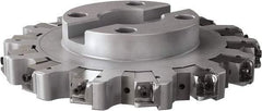 Seco - Shell Mount Connection, 0.6299" Cutting Width, 2.3228" Depth of Cut, 250mm Cutter Diam, 2.3622" Hole Diam, 14 Tooth Indexable Slotting Cutter - R335.25 Toolholder, LNHQ 1707, XNHQ 1707 Insert, Left Hand Cutting Direction - Benchmark Tooling