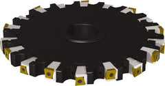 Seco - Arbor Hole Connection, 1.02" Cutting Width, 3.41" Depth of Cut, 254mm Cutter Diam, 2" Hole Diam, 7 Tooth Indexable Slotting Cutter - 335.25 Toolholder, LNHQ 1707, XNHQ 1707 Insert, Neutral Cutting Direction - Benchmark Tooling