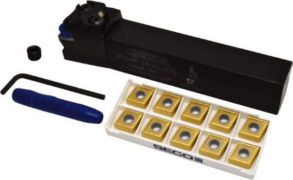 Seco - 11 Piece, CNMG Insert Style, PCLNR-16-4DJETL Toolholder Style, Indexable Turning Set - 1 Toolholder Included - Benchmark Tooling