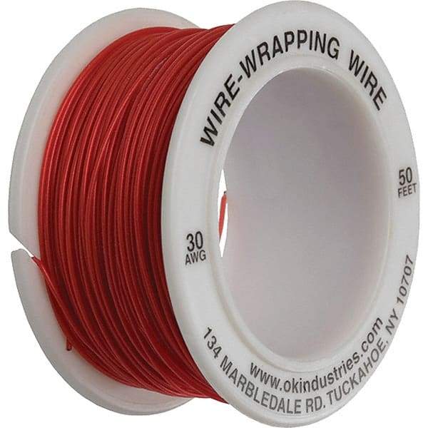 OK Industries - 30 AWG, 1 Strand, 15.2 m OAL, Copper Hook Up Wire - Red Kynar Jacket - Benchmark Tooling