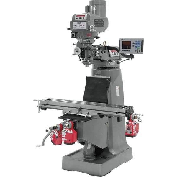 Jet - 9" Table Width x 49" Table Length, Variable Speed Pulley Control, 3 Phase Knee Milling Machine - R8 Spindle Taper, 3 hp - Benchmark Tooling