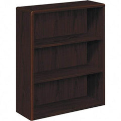 Hon - 3 Shelf, 43.38" High x 36" Wide Bookcase - 13-1/8" Deep, High-Pressure Laminate, Mahogany - Benchmark Tooling