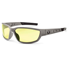 Kvasir Yellow Lens Matte Gray Safety Glasses - Benchmark Tooling