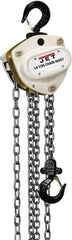 Jet - 1,100 Lb Lifting Capacity, 10' Lift Height, Hand Hoist - Made from Chain, 25' Overhaul to Lift 1' - Benchmark Tooling