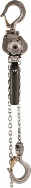 Jet - 1,100 Lb Lifting Capacity, 5' Lift Height, Lever Hoist - Made from Chain - Benchmark Tooling