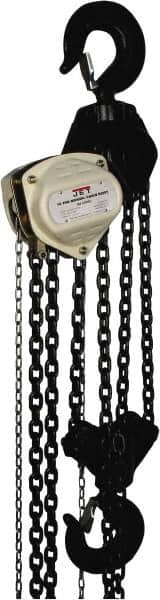 Jet - 22,000 Lb Lifting Capacity, 30' Lift Height, Hand Hoist - Made from Chain, 357' Overhaul to Lift 1' - Benchmark Tooling