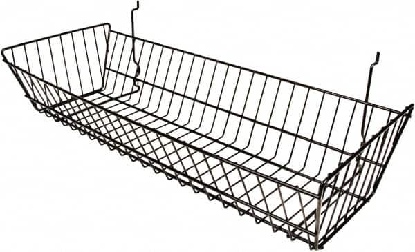 ECONOCO - 10" Deep, Rectangular Steel Peg Board/Slatwall Basket - 24" Wide x 5" High - Benchmark Tooling