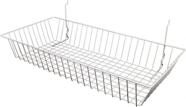 ECONOCO - 12" Deep, Rectangular Steel Peg Board/Slatwall Basket - 24" Wide x 4" High - Benchmark Tooling