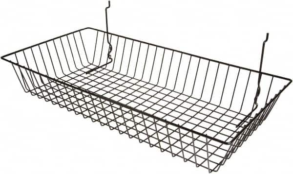 ECONOCO - 12" Deep, Rectangular Steel Peg Board/Slatwall Basket - 24" Wide x 4" High - Benchmark Tooling