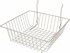 ECONOCO - 12" Deep, Square Steel Peg Board/Slatwall Basket - 12" Wide x 4" High - Benchmark Tooling