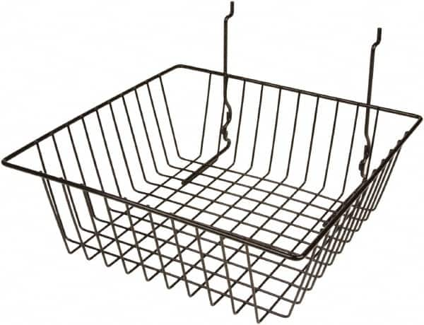 ECONOCO - 12" Deep, Square Steel Peg Board/Slatwall Basket - 12" Wide x 4" High - Benchmark Tooling