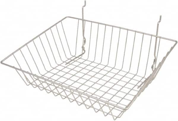 ECONOCO - 12" Deep, Rectangular Steel Peg Board/Slatwall Basket - 15" Wide x 5" High - Benchmark Tooling