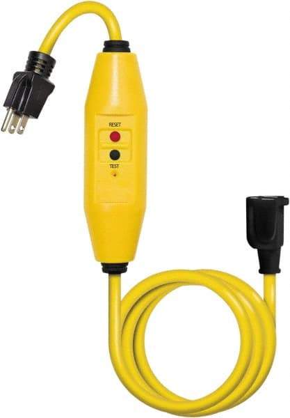 Tower - 1 Outlet, 125 Volt, 15 Amp Rating, 4 to 6 mA Max Surge, Plug In, Automatic, Commercial, Industrial GFCI - 6 Ft. Long Cord, 5-15P and R NEMA Configuration, Polycarbonate Housing - Benchmark Tooling