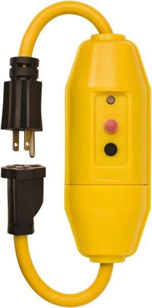 Tower - 1 Outlet, 125 Volt, 15 Amp Rating, 4 to 6mA Max Surge, Plug In, Manual, Commercial, Industrial GFCI - 1-1/2 Ft. Long Cord, 5-15P and R NEMA Configuration, Polycarbonate Housing - Benchmark Tooling