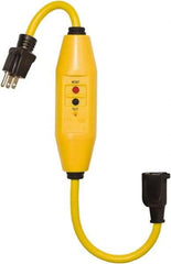 Tower - 1 Outlet, 125 Volt, 15 Amp Rating, 4 to 6mA Max Surge, Plug In, Automatic, Commercial, Industrial GFCI - 1-1/2 Ft. Long Cord, 5-15P and R NEMA Configuration, Polycarbonate Housing - Benchmark Tooling