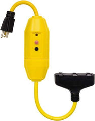 Tower - 3 Outlet, 125 Volt, 15 Amp Rating, 4 to 6mA Max Surge, Plug In, Manual, Commercial, Industrial GFCI - 2 Ft. Long Cord, 5-15P and (3)R NEMA Configuration, Polycarbonate Housing - Benchmark Tooling