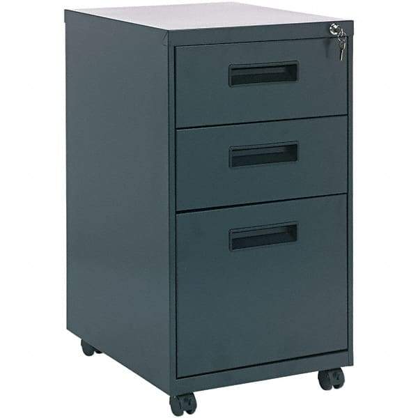 ALERA - 14" Wide x 27-3/4" High x 19-1/8" Deep, 3 Drawer Pedestal - Steel, Charcoal - Benchmark Tooling