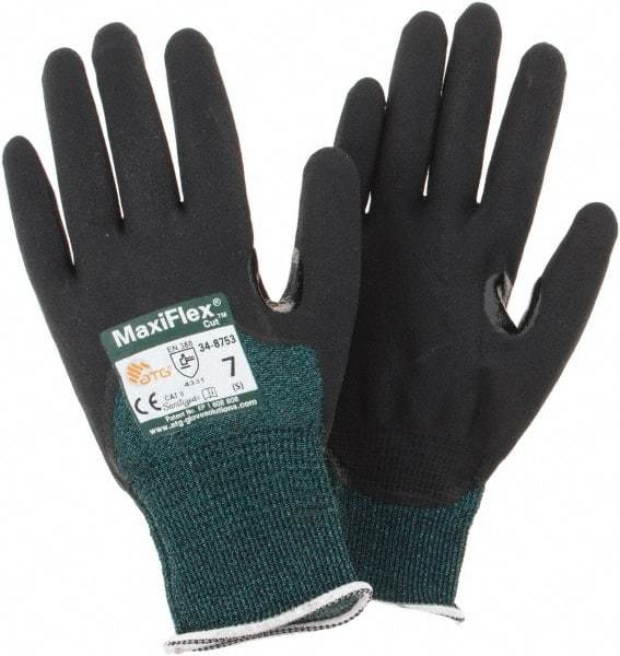 PIP - Size S, ANSI Cut Lvl A2, Cut Resistant Gloves - Palm, Fingers & Knuckles Coated, Green/Black - Benchmark Tooling