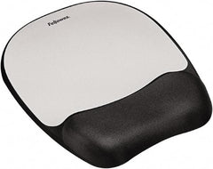 FELLOWES - 7-15/16" x 9-1/4" Black & Silver Mouse Pad/Wrist Rest - Use with Computer, Laptop - Benchmark Tooling