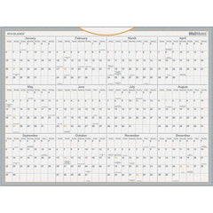 AT-A-GLANCE - 1 Sheet, 24 x 18", Erasable Wall Calendar - Gray, White & Orange - Benchmark Tooling