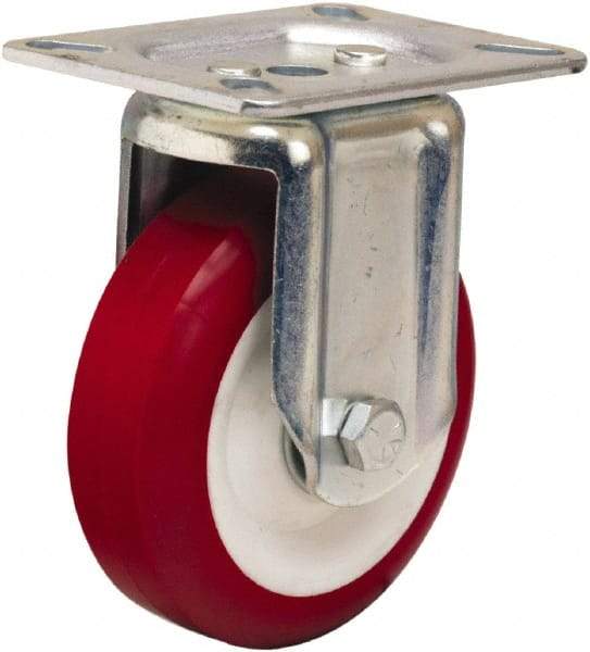 Hamilton - 4" Diam x 1-3/8" Wide x 5-1/16" OAH Top Plate Mount Rigid Caster - Polyurethane Mold on Polypropylene, 400 Lb Capacity, Sealed Precision Ball Bearing, 3-1/8 x 4-1/8" Plate - Benchmark Tooling