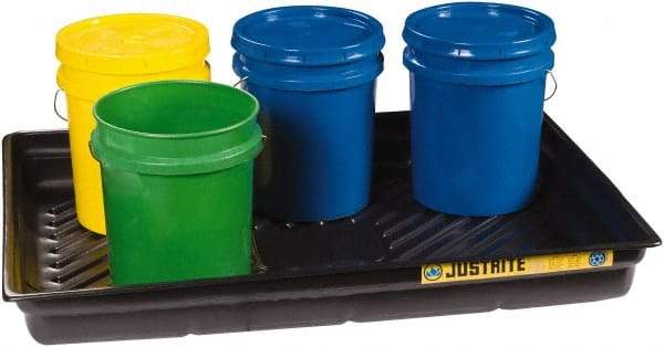 Justrite - 29 Gallon Capacity, 33 Inch Long x 47 Inch Wide, Polyurethane Spill Tray - 33 Inch Diameter, 5-1/2 Inch High, Black - Benchmark Tooling