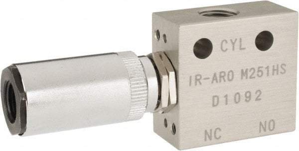 ARO/Ingersoll-Rand - 1/8" Inlet x 1/8" Outlet, Pilot Actuator, Spring Return, 2 Position, Body Ported Solenoid Air Valve - 0.25 CV, 3 Way, 140 psi, 122° Max Temp, 15° Min Temp - Benchmark Tooling