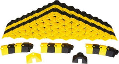 UltraTech - 1 Channel, 24 Ft Long, 3/8" Max Compatible Cable Diam, Yellow/Black ABS On Floor Cable Cover - 3" Overall Width x 3/4" Overall Height, 3/4" Channel Width x 3/8" Channel Height - Benchmark Tooling