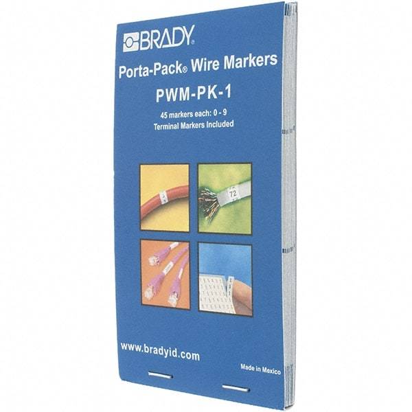 Brady - Nylon Cable Tag - NMBRS 0-9 WHT/BLK WIRE MARKER BOOK - Benchmark Tooling