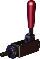 De-Sta-Co - 1,124.05 Lb Load Capacity, Flanged Base, Carbon Steel, Standard Straight Line Action Clamp - 2 Mounting Holes, 0.22" Mounting Hole Diam, 0.35" Plunger Diam, Straight Handle - Benchmark Tooling