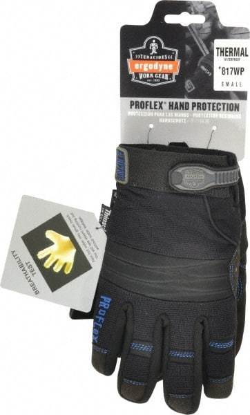 Ergodyne - Size S (7) Amara Cold Protection Work Gloves - For Mechanic's & Lifting, Uncoated, Hook & Loop Cuff, Full Fingered, Black, Paired - Benchmark Tooling