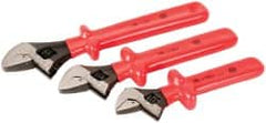 Wiha - 3 Piece, 1 to 1-1/2", Insulated Adjustable Wrench Set - Inch System of Measurement, Insulated Finish - Benchmark Tooling