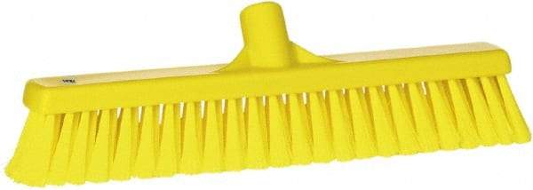 Vikan - 16" Fine Particle Synthetic Push Broom - 2" Bristle Length, Plastic Block, European Threaded Handle Connection - Benchmark Tooling