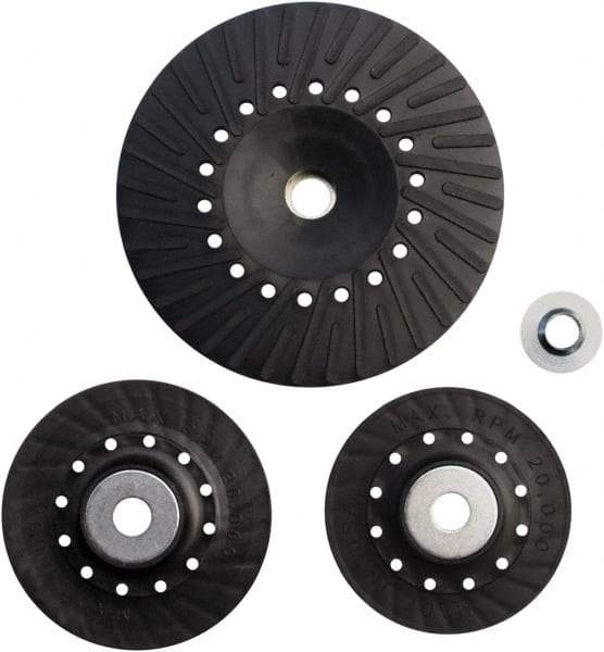 Made in USA - 4" Diam Locking Nut Disc Backing Pad - Medium Density, 20,000 RPM - Benchmark Tooling