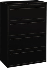 Hon - 36" Wide x 53-1/4" High x 19-1/4" Deep, 4 Drawer Lateral File - Steel, Black - Benchmark Tooling