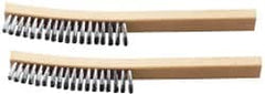 Ability One - 4 Rows x 1 Column Steel Plater's Brush - 13" OAL, 1" Trim Length, Wood Curved Handle - Benchmark Tooling