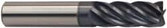 Accupro - 1", 5 Flute, Single End, Solid Carbide, 0.12" Corner Radius End Mill - 4" OAL, 37° Helix, Right Hand Flute, 1-1/4" LOC, Right Hand Cut - Benchmark Tooling