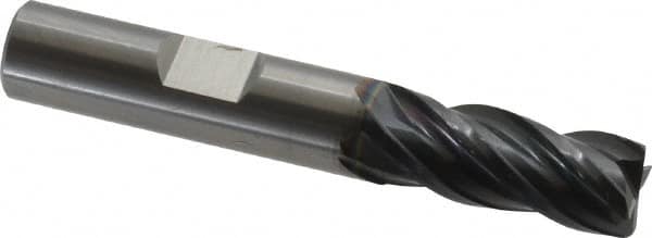 OSG - 7/16", 4 Flute, Single End, Solid Carbide, 0.03" Corner Radius End Mill - 2-3/4" OAL, 35° Helix, Right Hand Flute, 1" LOC, Right Hand Cut - Benchmark Tooling