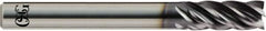OSG - 3/4", 1-1/8" LOC, 3/4" Shank Diam, 3" OAL, 5 Flute, Solid Carbide Square End Mill - Single End, TiAlN Finish, Spiral Flute, 35° Helix, Centercutting, Right Hand Cut, Right Hand Flute, Series VG541 - Benchmark Tooling