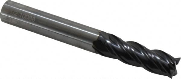 OSG - 1/2", 1-1/2" LOC, 1/2" Shank Diam, 4" OAL, 4 Flute, Solid Carbide Square End Mill - Single End, TiAlN Finish, Spiral Flute, 35° Helix, Centercutting, Right Hand Cut, Right Hand Flute, Series VG441 - Benchmark Tooling