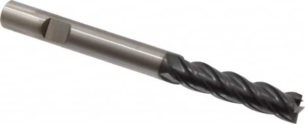 OSG - 3/8", 1-1/2" LOC, 3/8" Shank Diam, 4" OAL, 4 Flute, Solid Carbide Square End Mill - Single End, TiAlN Finish, Spiral Flute, 35° Helix, Centercutting, Right Hand Cut, Right Hand Flute, Series VG441 - Benchmark Tooling